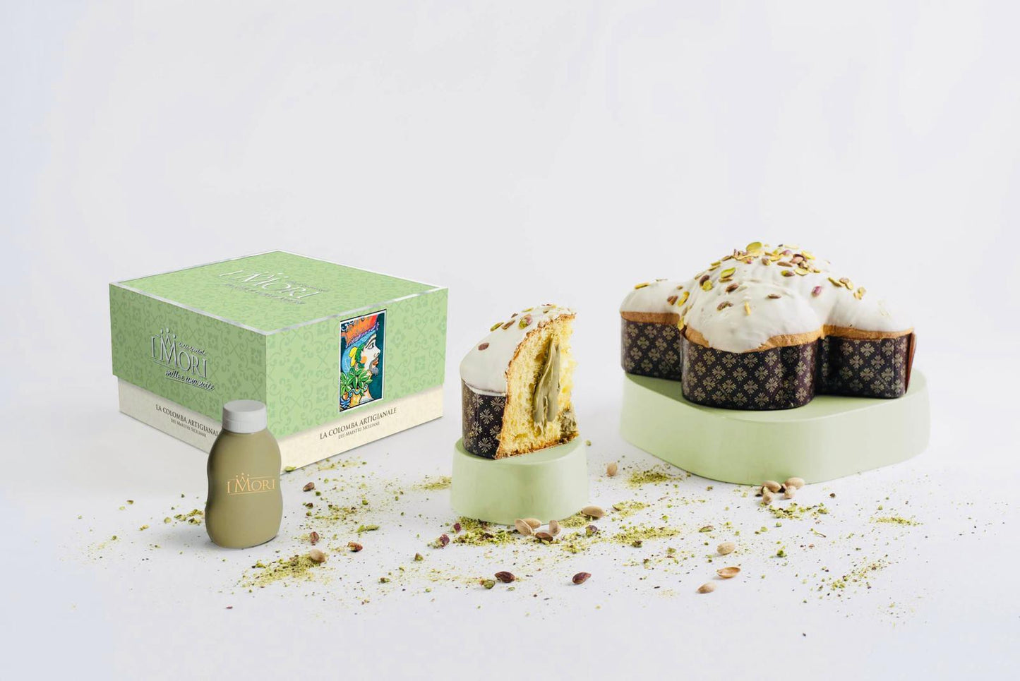 Colomba artigianale I Mori Pistachio Cream – Linea Mille e una notte 1Kg-2.2Lb Made in Sicily