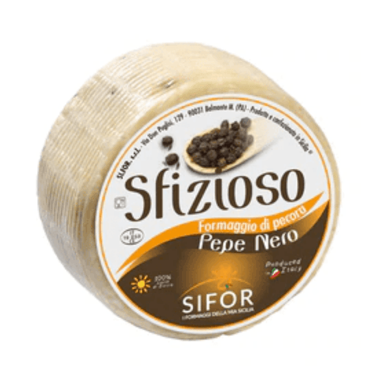 Sifor Sfizioso Pepato Primo Sale Black Pepper Cheese Wheel, 1 Lb