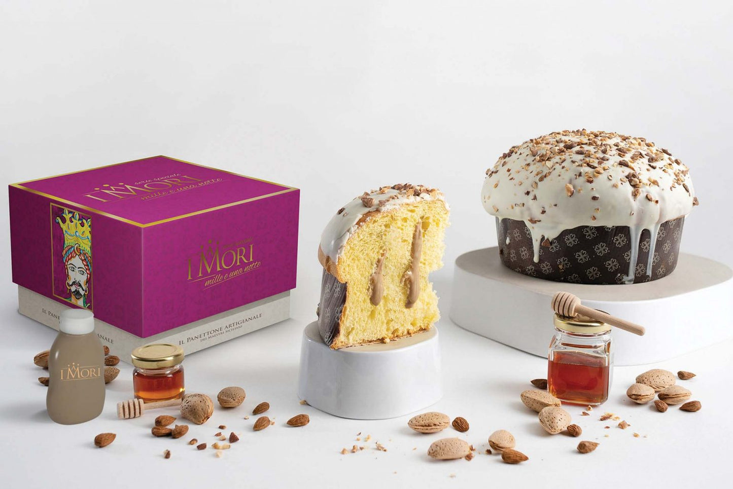 Sicilian Artisanal Panettone Al Torrone   I Mori- Linea Mille e una notte 1Kg