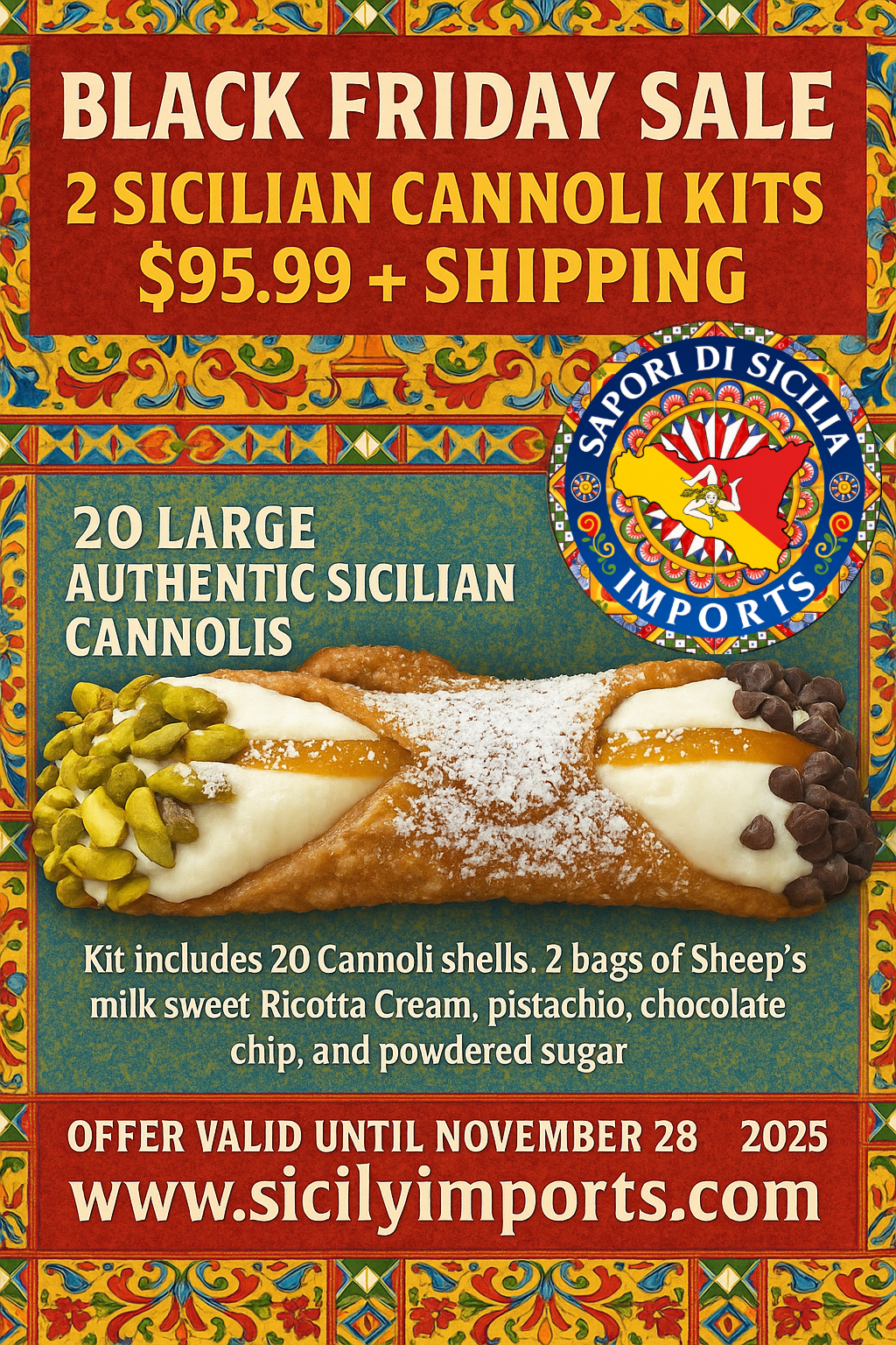 Black Friday Sale- 2 Sicilian Cannoli Kit