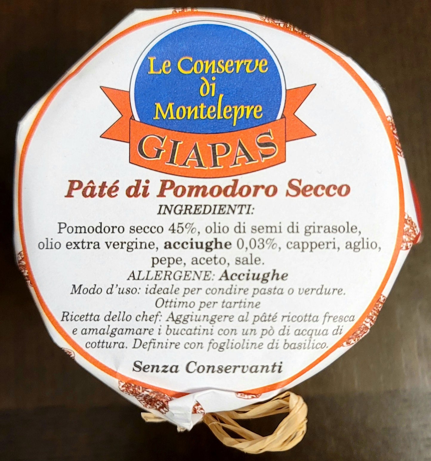 Giapas Le Conserve Di Montelepre Sicilian Sun-dried Tomato Paté