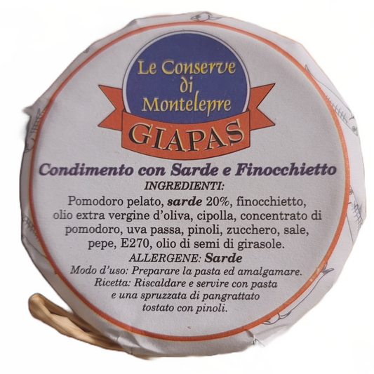 Giapas Le Conserve Di Montelepre Sardine & Fennel Condiment " Condimento con Sarde e Finocchietto  "