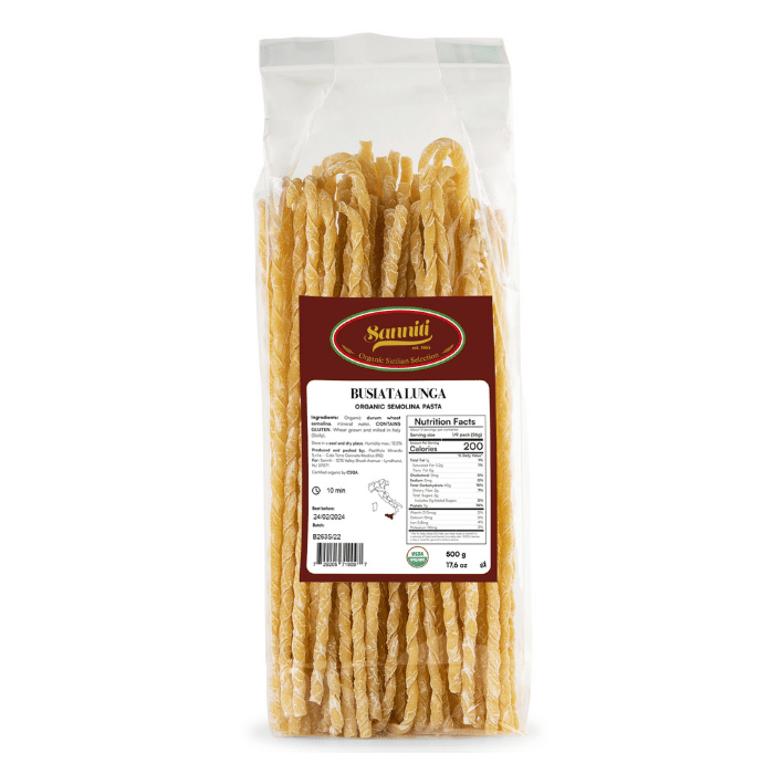 Sanniti Sicilian Busiata Lunga Organic Pasta, 17.6 oz